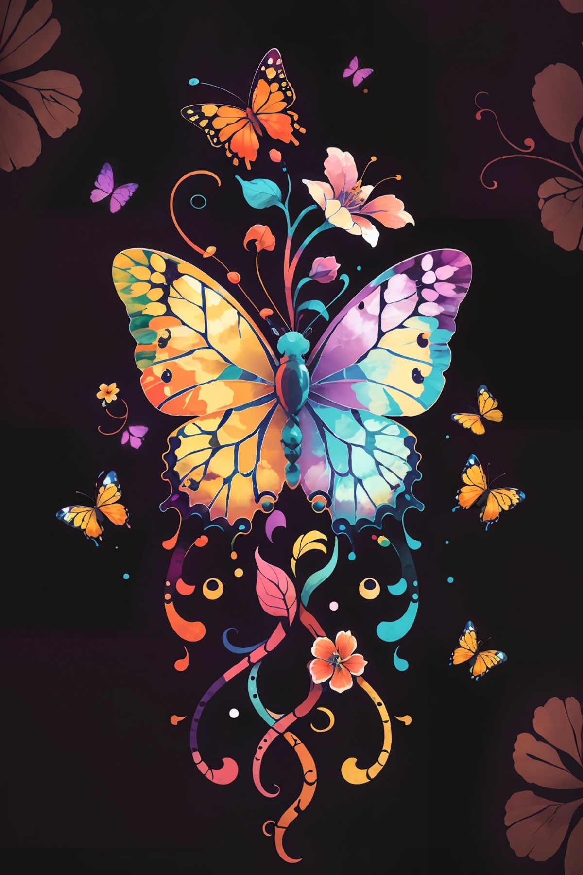 cute00d,  butterfly, flower, colorful,  <lora:cute00d-000020:.8>