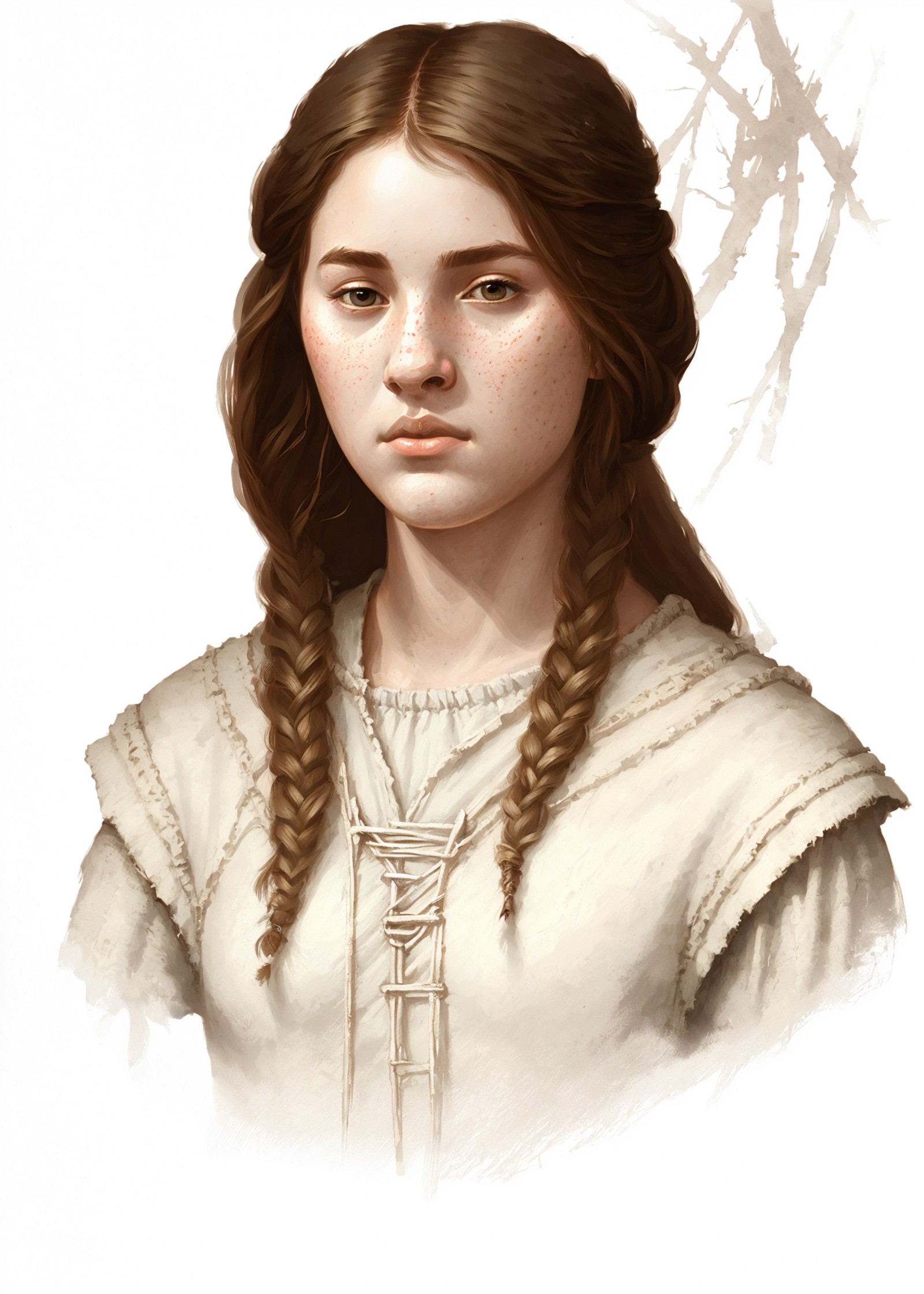 rpp, portrait of a medieval teen girl, illustration, concept art, in the style of greg rutkowski <lora:dnd_portrait:0.7>