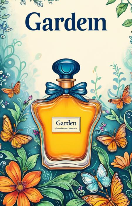masterpiece,best quality,<lora:tbh12-sdxl:0.9>,illustration, A bottle of perfume in garden