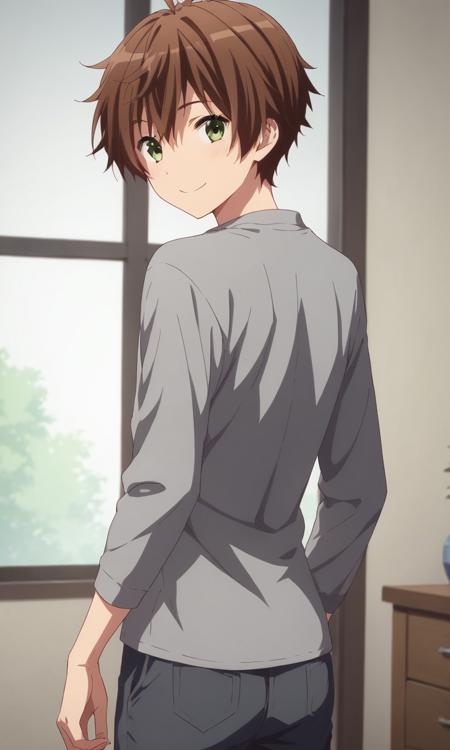  yuutatogashi, brown hair, short hair, green eyes