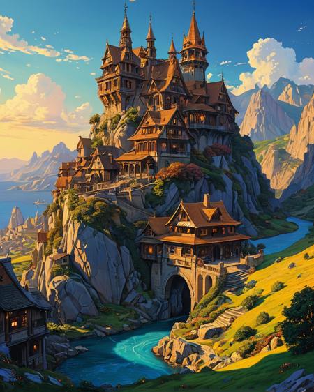 (landscape creator, landscape:1.5),  , (epic landscape:1.5),  (style Moebius drawing), (style Moebius painting),best quality, masterpiece, extremely detailed,  professional  art,  professional painting, an extremely delicate and beautiful, dynamic,  great lighting, perfect shading, professional shading, depth of field,   side soft light, elegant, gorgeous, highly detailed,   full shot, uncropped,   pure genious, absolutely perfect,  highly detailed, breathtaking,(no humans:1.5), 
enchanted stone village with, , 
<lora:psychedelic_trip:0.8> psychedelic trip,
<lora:EldritchRomanceIllustration1.3.1:0.32>,
<lora:- SDXL - vanta-black_contrast_V3.0:0.2>,
<lora:add-detail-xl:1>,
<lora:detailed_notrigger:1>,