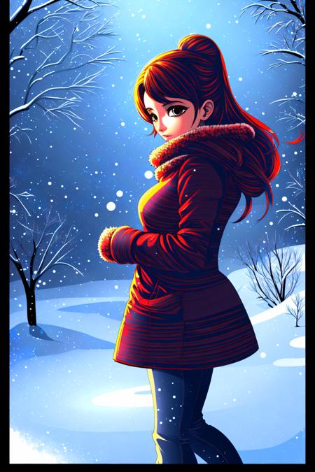 <lora:TaS_v1:1> masterpiece, highly detailed 8k raw photo, best quality, intricate details, 1girl in  xyzdd style, winter background