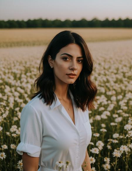 cinematic photo RAW candid cinema, ((ohwx woman)) portrait in a field, 16mm, ((remarkable color)), (ultra realistic)    <lora:emeraudetoubia_dh128_v1:1> . 35mm photograph, film, bokeh, professional, 4k, highly detailed