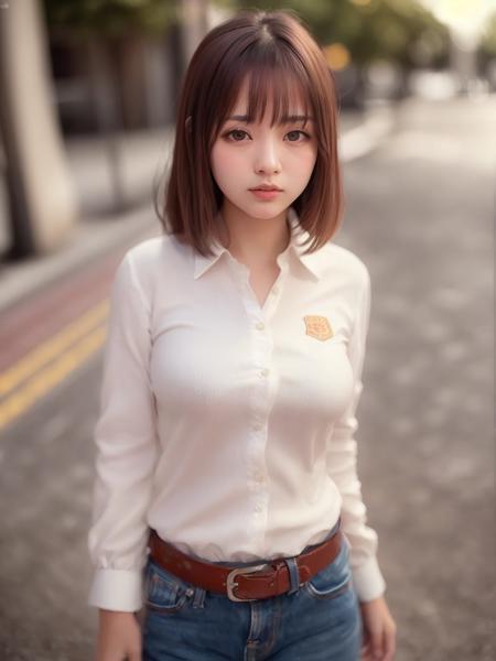 (8k, RAW photo, best quality, masterpiece:1.2), (realistic, photo-realistic:1.37), ultra highres, depth of field, chromatic aberration, caustics, Broad lighting, natural shading,Fujifilm XT3,masterpiece,ultra detailed,yui,1girl, solo,cowboy shot, looking at viewer,sidewalk, <lora:yui:0.7>