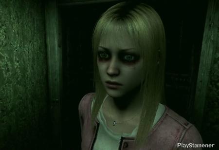 white skin girl, thin, oval face, green eyes, almond eyes, straight nose, blonde hair, long hair, straight hair,   horror pink style, 3d model, horror protagonist,female, PS2, PlayStation japan horror, low quality, silent Hill 2, Resident Evil, octane render,detailed, volumetric, dramatic lighting, eerie, dark, spooky, suspenseful, grim, detailed, distressed, edgy, rock and roll vibe, dark, mysterious, haunting, dramatic, ornate, PlayStation 2 graphics, PlayStation 1