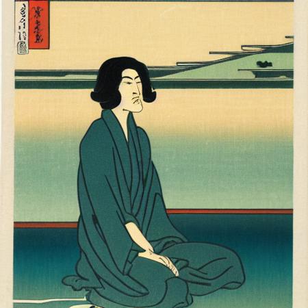 <lora:yamano_v7:0.9>, hidenoriyamano, 1man, solo, sauna, towel, male focus, towel around neck, closed eyes, sitting, ukiyoe, <lora:ukiyoe_v2:0.3>