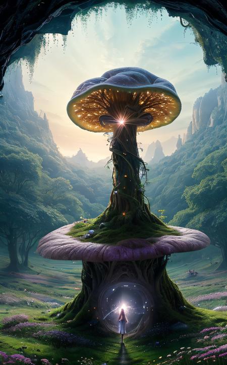concept art (top-quality, 8K, masterpiece:1.3) A photo of a sparkling, giant crystal, rotating slowly, wearing a misty aura, in a mystical cave, taken with a fisheye lens, highly detailed, detailed skin, twilight lighting
(top-quality, 8K, masterpiece:1.3) A photo of a glowing, giant mushroom, standing tall, wearing a delicate vine crown, in an enchanted meadow, taken with a macro lens, highly detailed, detailed skin, soft morning light
 <lora:epi_noiseoffset2:1> . digital artwork, illustrative, painterly, matte painting, highly detailed