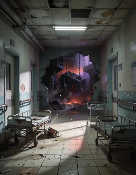 abandoned hospital corridor pony