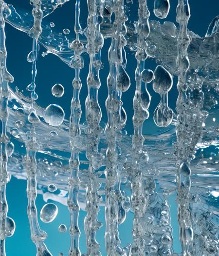 a close-up painting of a water fountain with a blue sky in the background and water droplets on the bottom of it, and a blue sky in the background, art by waterworksv2-5000