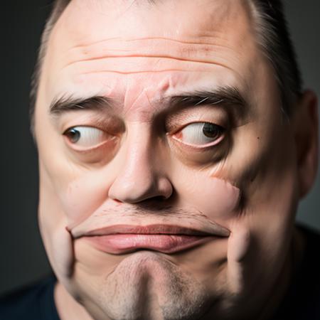 RAW photo, man in  m3gust face<lora:m3gust4-000066:1>, obese, 8k uhd, dslr, soft lighting, high quality, film grain, Fujifilm XT3, simple background