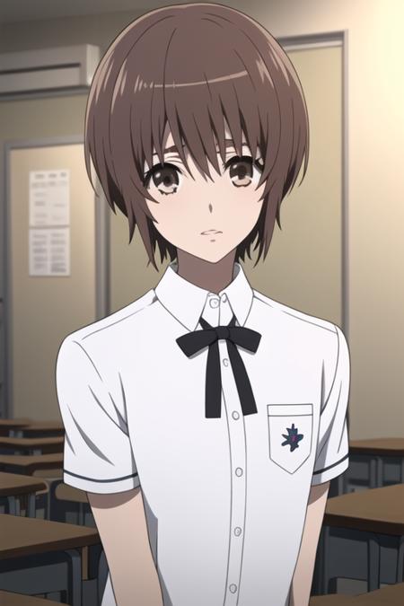 mochizuki_yuuya brown hair brown eyes bangs school uniform white shirt