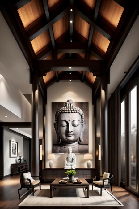 <lora:JJsChinese_ Buddhist_Temple:.7>, ((Chinese Buddhist Temple)),statue, indoor, detailed face, ceiling light, floor, window, door, column, table,
((best quality)),((masterpiece)),((realistic)), , photorealistic, (Archviz), scenery,  real world location, tree,flower , <lora:add_detail:.8>