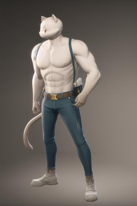 <lora:meowsclesghost-05:1> meowsclesghost, muscular, jeans,