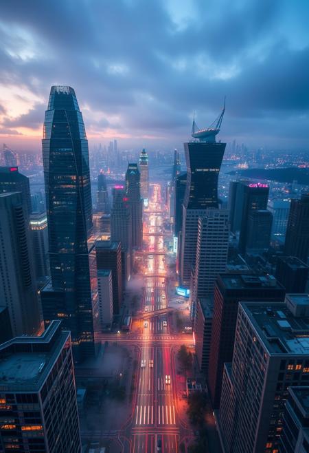 Gravity has disappeared in the city and everything starts to rise into the air, a bird's-eye view,