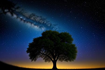 octans, sky, star (sky), scenery, starry sky, night, , night sky, outdoors,  cloud, moon, milky way,  tree,