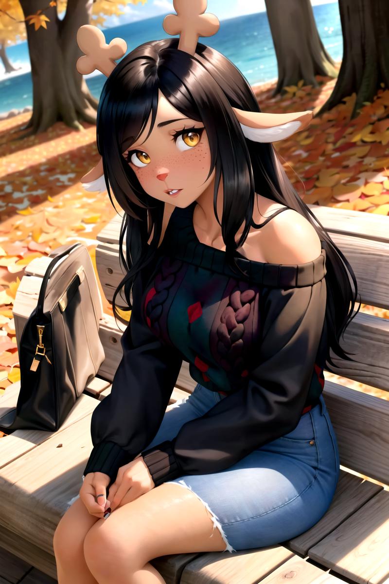 Deer anime girl profile picture dark background