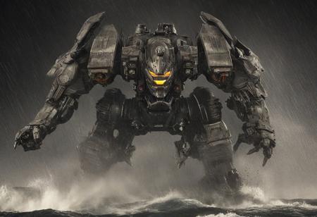 Pacific Rim Deathwing, Giant Mecha, Streamlined design, in the eye of a deep sea storm, dark atmosphere,
very realistic photography, mecha, robot,