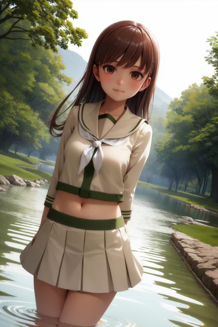 ooi kai ni school uniform serafuku sailor collar neckerchief long sleeves pleated skirt midriff