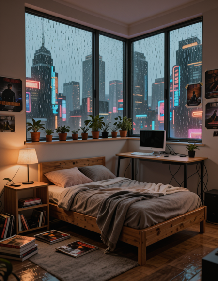 Cyberpunk bedroom interior illu v1.0