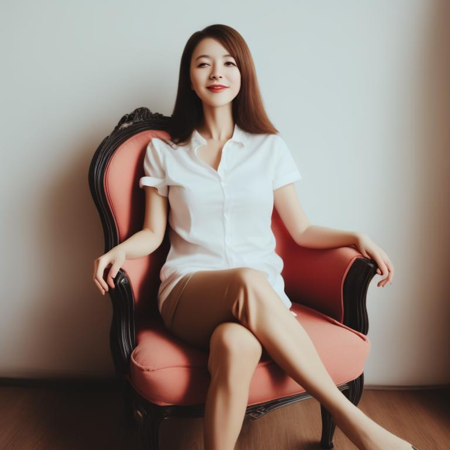 A woman sitting on the chair