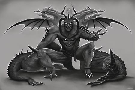 a dragonic demon,grayscale,monochrome,art by llbreton, <lora:15LLBreton2:0.5>