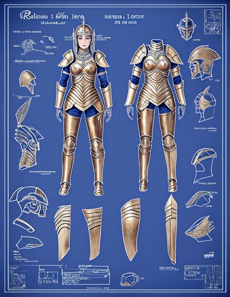 woman in roman armor, kkw-blueprint, <lora:kkw-blueprint-v1.0a:1>