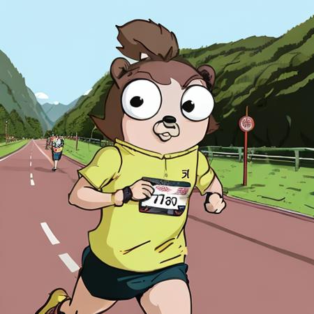 <lora:gophers_v1_locon:1> gopherArt, 2d, marathon runner