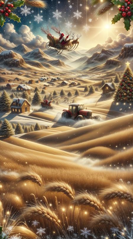 <lora:ChristmasDecorativeStyle:1>ChristmasDecorativeStyle fields of barley rippling in the wind, (Masterpiece:1.3) (best quality:1.2) (high quality:1.1)