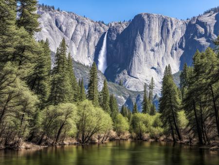 best quality,masterpiece,highers,4k,8k,realistic,
yosemite,forest,tree,bush,grass,water,river,mountain,blue_sky,sky,day,cloud,nature,no_humans,outdoors,scenery,