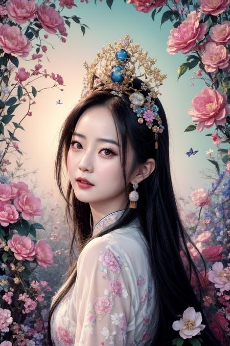 A famous Chinese woman [Ming Na Wen | Liu Yifei | Dilraba Dilmurat] in the style of Hannah Yata