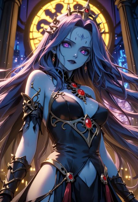 score_9, score_8_up, score_7_up, score_6_up, dynamic, (anime, masterpiece), best quality, (8k), detailed background, sharp focus, intricate, ambient lighting, super high quality, hyper detailed background, cinematic lighting, adult, double tone long hair, medium breasts, verybadimagenegative_v1.3, lich