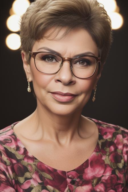 portrait of  an old mature Teotrnd, feminine, wearing eyeglasses,  epic (photo, studio lighting, hard light, sony a7, 50 mm, matte skin, pores, colors, hyperdetailed, hyperrealistic),