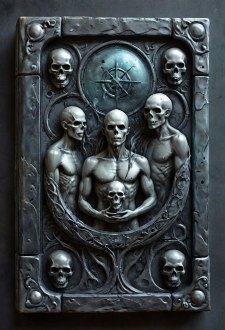 old book style ink illustration, Capture the ethereal essence of 'The Great Book of Spirits' as its cover, adorned with intertwined spirits and demons, creates the word 'ghosts' in a mystical engraving.