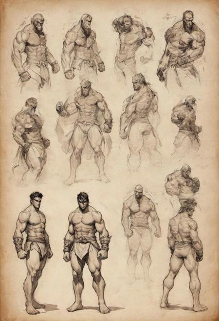 street fighter art  Character Design Sheet, character reference sheet, character turn around,  (majestic but beautiful:1.4), (masterpiece, best quality:1.4) , in the style of nicola samori,