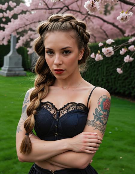 RAW full body analogue photo of a beautiful 25 years old woman, clear focus, high resolution image, African woman, clear focus, 8K, Alexa,<lora:Alexa_OC:0.6>,  ,RAW full body analogue photo of a beautiful 25 years old woman, high resolution image, pale skin,_Gothic Nomad: Dark, intricate tattoos, gothic rings, beaded necklaces, intense gaze, dramatic makeup, nomadic attire, boots, multiple piercings, flowing, gypsy dress.In the moonlit cemetery, tombstones leaned ominously. A stunning girl, her attire in ruins, stood among the graves. Shadows danced as she clutched an old, weathered diary, its pages filled with eerie incantations. Her ethereal beauty concealed the curse binding her to the restless spirits, forever trapped in a spectral dance of despair beneath the haunted, skeletal trees, Leaping with one hand reaching up,low light, soft natural light, Rembrandt style light, Hasselblad DLSR camera, 200mm Zeiss lens, f/2.8, Camerera view Close-up ,Sexy pose, erotic pose, exhibitionism, Cherry blossom grove, (fine-box-braid-hair:1.6),,low light, soft natural light, Rembrandt style light, Hasselblad DLSR camera, 200mm Zeiss lens, f/2.8, ,Sexy pose, erotic pose, exhibitionism, ,subterranean crystal palace