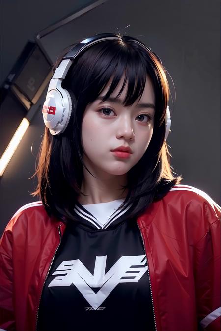 (masterpiece), best quality, perfect face, a portrait,  1girl, e-sport player outfit, headphone  <lora:adhikayess-04:1>