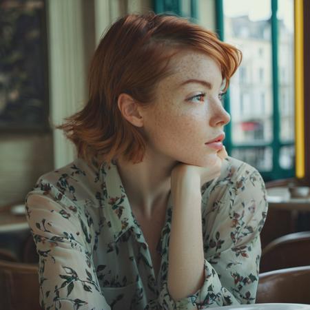 <lora:nicolelaliberte_xl_lora:1> nicolelaliberte a close up portrait photo of a beautiful 26 y.o woman in a paris cafe, wearing vintage clothing, moody, vines, organic, modern, (high detailed skin:1.2), 8k uhd, dslr, soft lighting, high quality, film grain, Fujifilm XT3