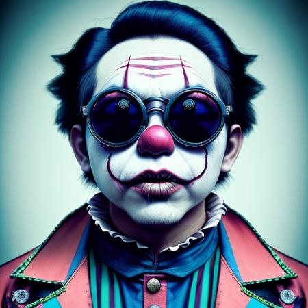 <lora:darrylyap:1> darrylyap undead clown, apocalypse , filth,circus, colorful jacket, sunglasses, circus (artpunk:1.0), unique pose, (trigun:1.1), (masterpiece:1.1), best quality, run-down, ultra high detail,, extremely intricate, extreme detail, raytracing, reflections, beautiful lighting, (harsh lighting:1.1),