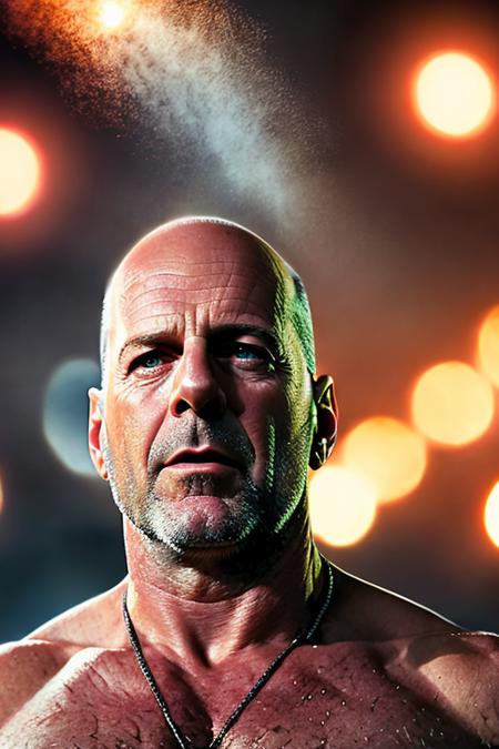 realistic Photography of a man brucewillis, masterpiece, best quality, 4k, studio light, soft ton