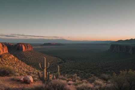 raw photo, a sunset landscape, Arizona desert, Saguaro Cactus, Tall Mesa,  cozy, photorealistic, high detailed texture, 8k uhd, dslr, soft lighting, high quality, film grain, Fujifilm XT3, Sony A7 IV, highly detailed photography, (muted colors, cinematic, dim colors, soothing tones:1.2), vibrant, insanely detailed, hyperdetailed, (dark shot:1.2), (vsco:0.3), (intricate details:0.9), (hdr, hyperdetailed:1.2) (highest coherency: 1.39) (highest quality: 1.39) (rule of Thirds) (award winning) (breathtaking) (masterclass) (vibrant color: 0.79) (distant hillside) (tall cliffs in distance; 1.19)