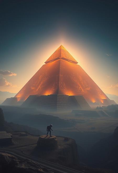 (photorealistic, realistic, masterpiece, best quality, amazing quality, very aesthetic, absurd res, scenery, glossy image, shiny image, dramatic lighting, volumetric lighting, dramatic shadows). 
Aliens are building an Egyptian pyramid.