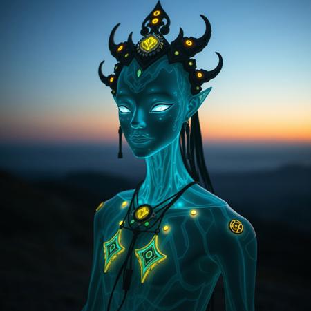 Masterpiece, a bioluminescence translucent kyawthuite/humanoid, 32k, 16k, 8k, cinematic art,
