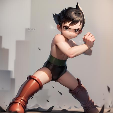 ((masterpiece, best quality)),(complex light),solo,solo focus,1boy,astro boy, short hair, black hair, black eyes,<lora:AstroBoy14-10:0.8>,red boots, standing, simple background, fighting stance,