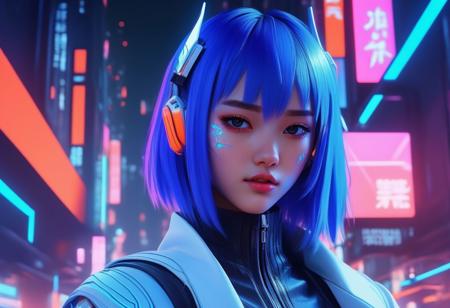 Picture a mesmerizing cyberpunk scene featuring a girl with striking blue hair and ethereal angel wings, exuding anime vibes in a neon-lit and dark urban landscape. Embrace the fusion of futuristic technology and supernatural elements as she embodies the essence of a holy cyborg necromancer girl. Rendered in a digital cyberpunk anime art style, the character emanates a dreamy yet wicked aura, with vibrant colors contrasting against the neon lights of the cityscape. Channel the dynamic and vibrant artistry of Rossdraws to bring this cyberpunk anime girl to life, with a wicked smile hinting at her mysterious nature. Infuse the scene with cyberpunk vibes and fantasy elements, creating a captivating blend of genres. This digital artwork promises to immerse viewers in a world where technology and magic intertwine, evoking a sense of awe and wonder.