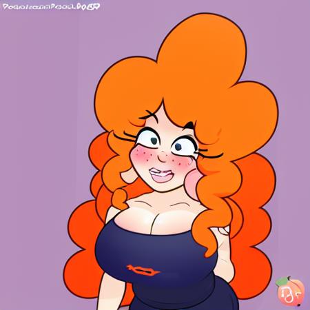 Peachy, jess, long hair, orange hair, breasts,   <lora:PeachyPop34 Test 2 Fixed tags SD1.5:1>