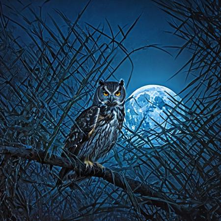 owl on a tree branch,
double exposure, 
palm trees, 
fog, 
beautiful night landscape with a full moon, 
concept art in a surreal and fantasy setting, 
combining the artistic styles of Jose Royo, 
Boris Vallejo, 
with high detail, 
hyperrealism. The 8k image, 
created in the impressionist style influenced by the works of Carne Griffiths, 
Russ Mills, 
Mark Demsteder, 
Andreas Lee, 
Vadim Kashin, 
Degas, 
Monet, 
is distinguished by the precision and beauty of anatomy, 
symmetrical composition in the center, 
three-dimensional lighting, 
rays, 
bright color reflections., 
clarity, 
the best result in the field of visualization, 
the best result in the field of a very beautiful face, 
Gothic style. style, 
shades, 
divine presence, 
cinematic quality, 
clear focus, 
studio shooting, 
16K UHD resolution, 
masterpiece ultrarealism, 
masterpiece detail, 
dynamic composition, 
hyperrealism, 
masterpiece hyperrealism