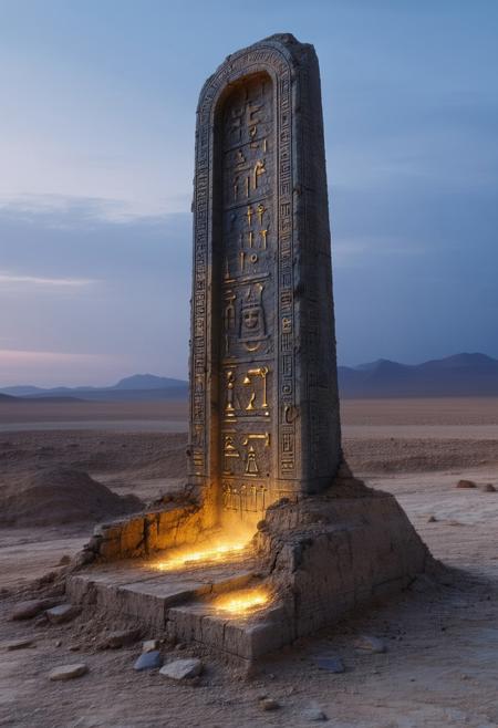 a half-buried monument in a forgotten desert, carved with ancient symbols of lost consciousness, under a fractured twilight sky, dreamlike atmosphere, ethereal light, soft cinematic focus, surreal decay, neo-gnostic realism, intricate, detailed, mystical
<lora:FLUX-daubrez-DB4RZ-v2:0.55> <lora:Sinfully_Stylish_.02_for_FLUX:0.35> <lora:dystopia:0.6>