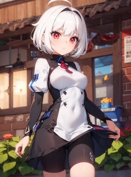 1girl, white hair, short hair, red eyes,