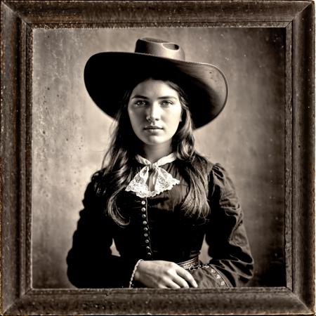 RAW, photorealistic, best_quality, cowboy-shot of a woman in the western american frontier, year 1860, the style of Ansel Adams