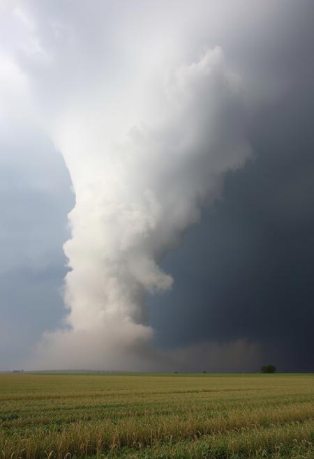 A huge tornado in the field